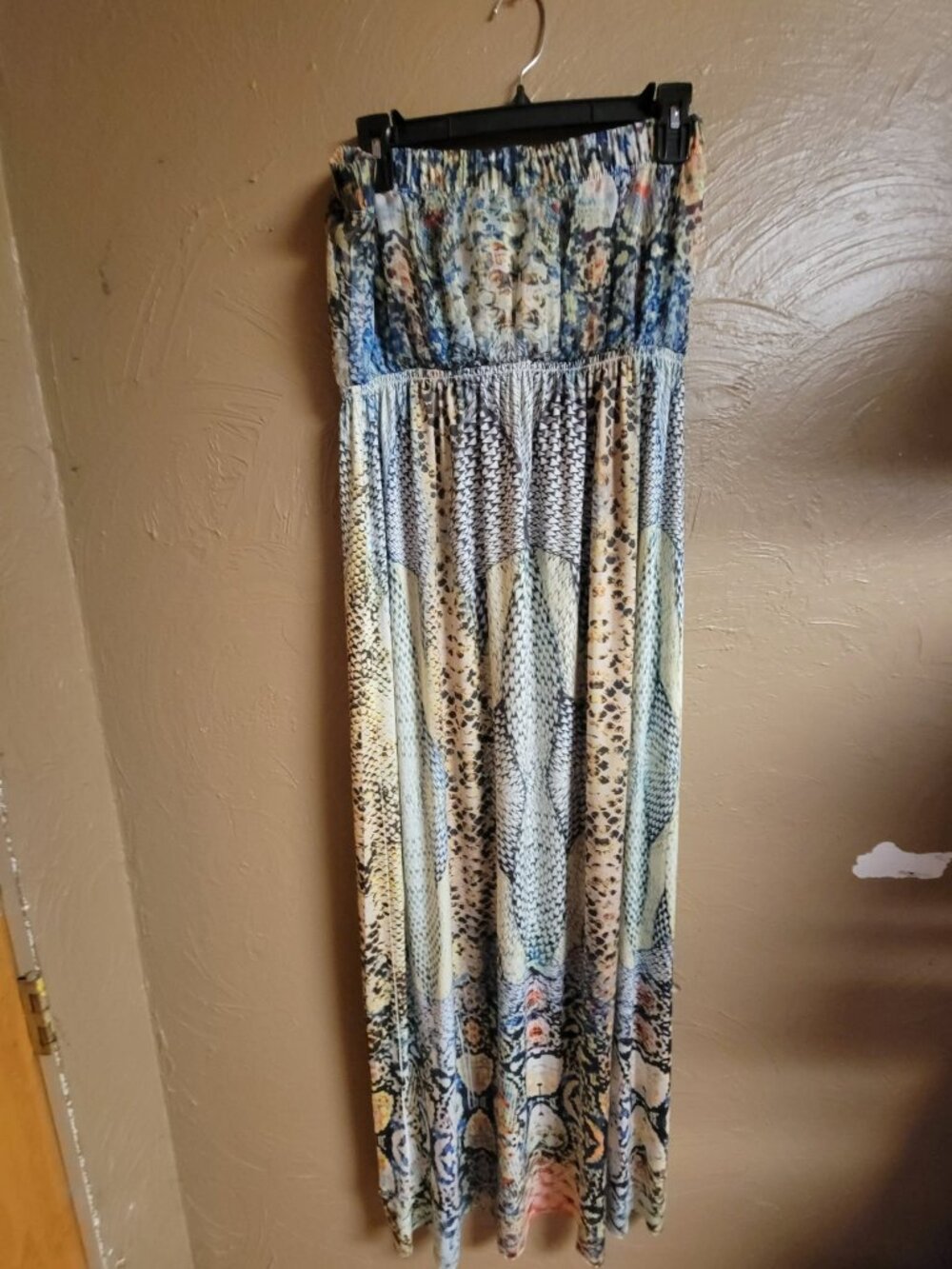 Strapless Boho Maxi With a slit up the side by Oneworld Size Large #146